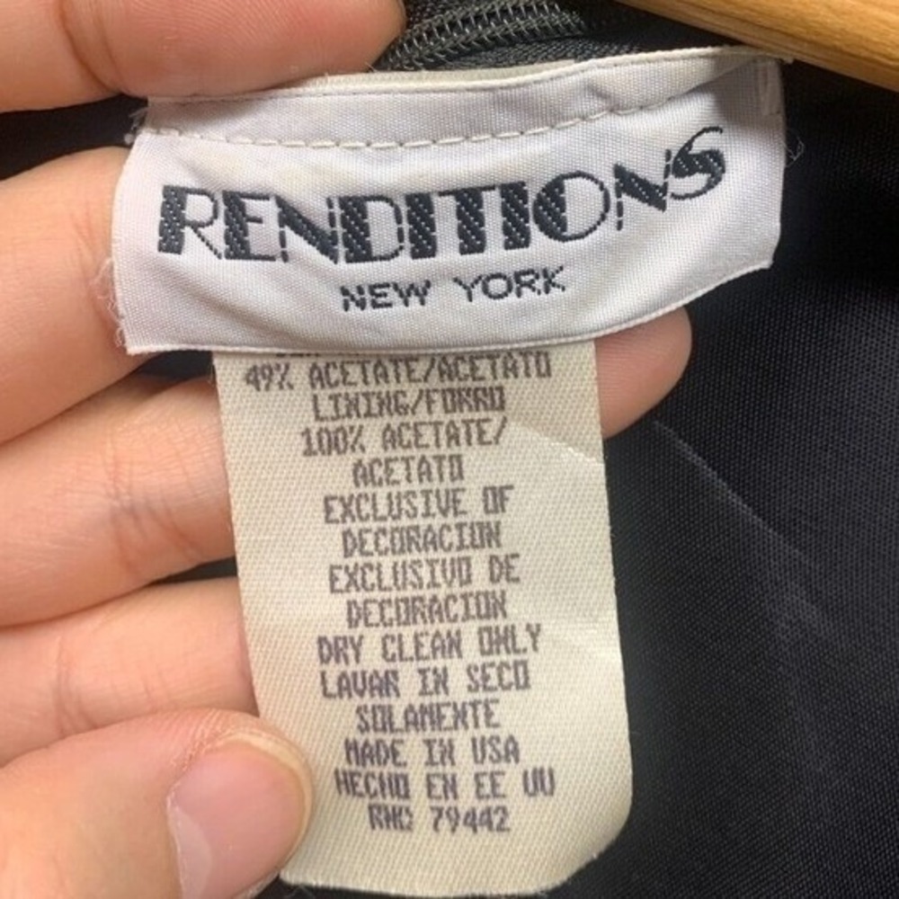 Renditions New York Vintage Satin Waist Slit Maxi Dress Womens Size S Black Gown - Picture 5 of 10
